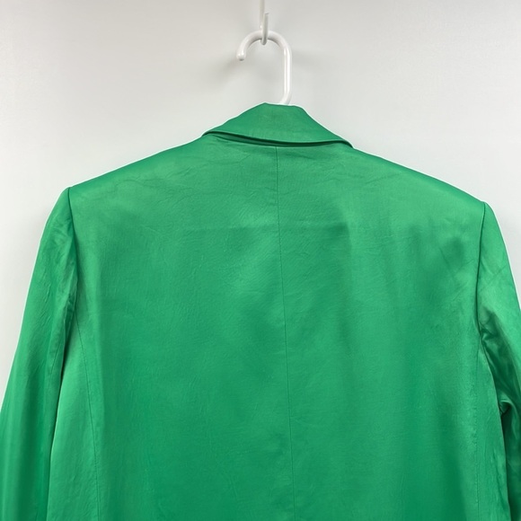 Zara Satin Effect Straight Cut Single Breasted Boyfriend Blazer Kelly Green Med - Picture 9 of 12